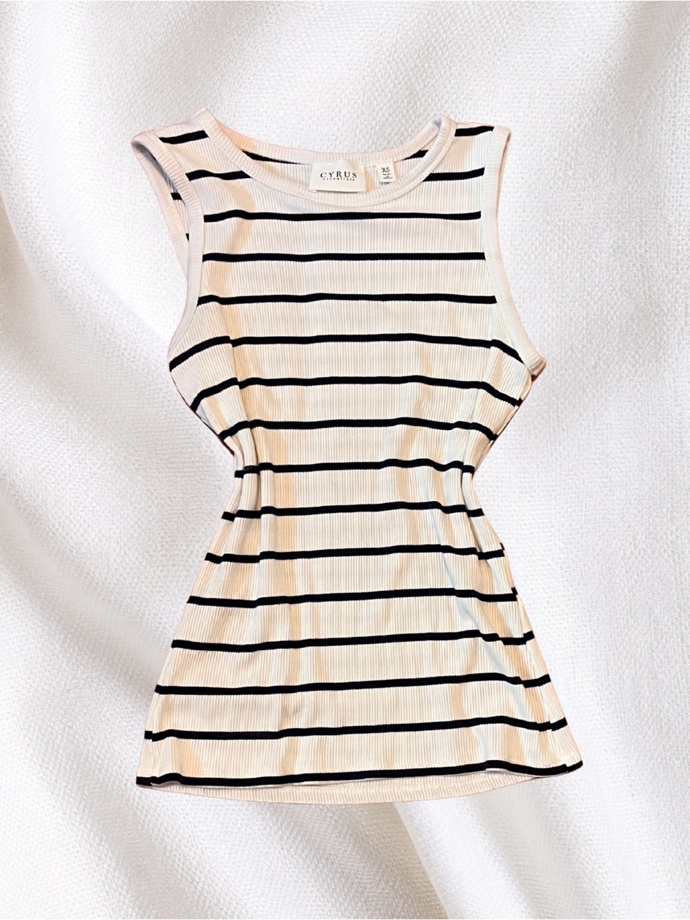 Cyrus Ribbed Sleeveless Stripe Tank - Cream & Black